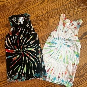wesley tie dye tanks (set of 2) black and white